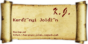 Kerényi Jolán névjegykártya