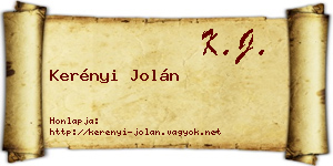 Kerényi Jolán névjegykártya